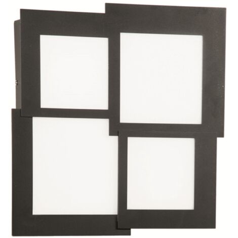 Plafoniera Led in metallo Nero e diffusore in acrilico PASSPARTOU 44x44 cm
