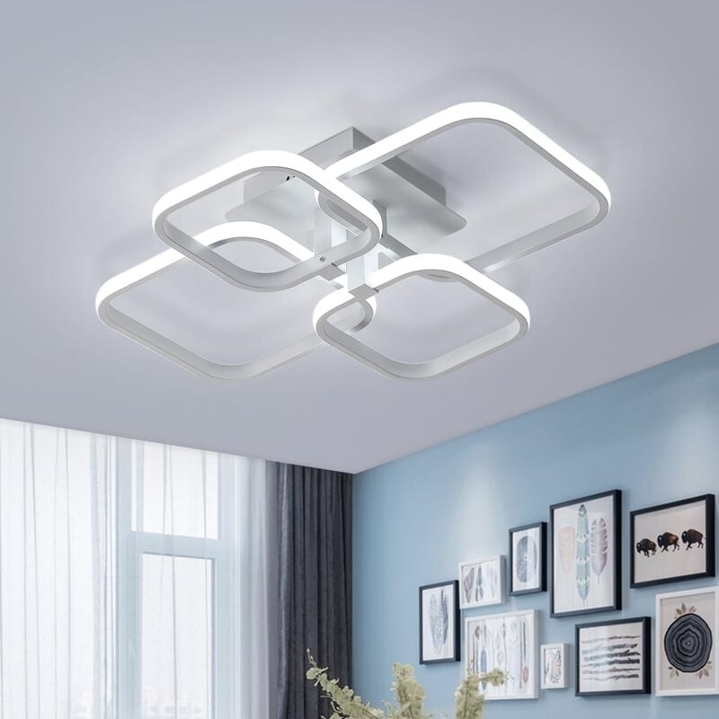 Image of Plafoniera LED, Lampada da soffitto Moderna 52W 4680 Lumen, Plafoniere da soffitto quadrato 6000K, per Soggiorno, Cucina, Cucina, Camera da Letto