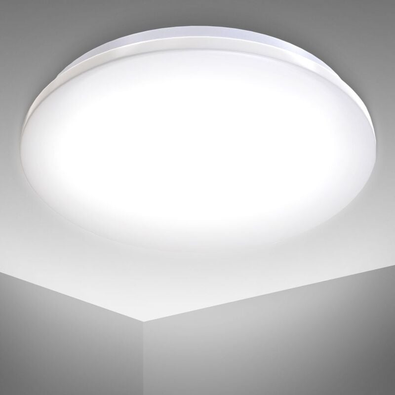 Image of Plafoniera led, lampada da soffitto o parete per bagno, luce bianca naturale 4000K, led integrati 12W, 1200Lm, Ø29cm, resistente agli schizzi d'acqua