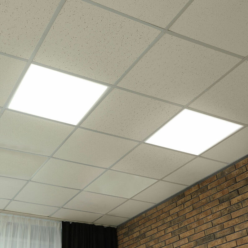 Image of Plafoniera led lampada da soffitto pannello griglia luce ufficio quadrato, pannello da incasso, 29W 3480lm 4000K bianco neutro, 62x62 cm, set di 2