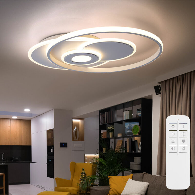 Image of Plafoniera led lampada soggiorno lampada sala da pranzo, telecomando dimmerabile, luce notturna memory, 50W 3600lm bianco caldo-bianco freddo