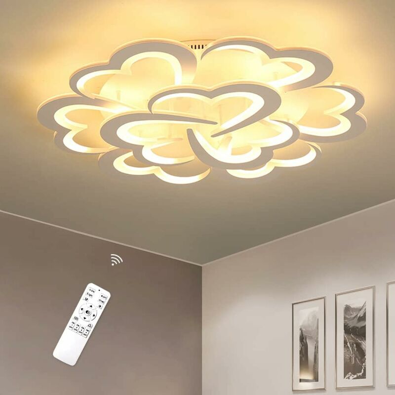 Image of Plafoniera led, lampadario 108W 8640lm, lampadario moderno in acrilico per soggiorno, camera da letto, cucina, dimmerabile 3000-6500K, 9 luci d'amore