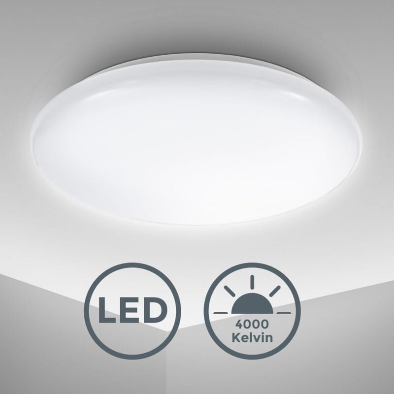 Image of Plafoniera led, luce bianca naturale 4000K, 1200 Lm, led integrati 12W, diametro 28cm, lampada da soffitto moderna per cucina, salotto o camera da