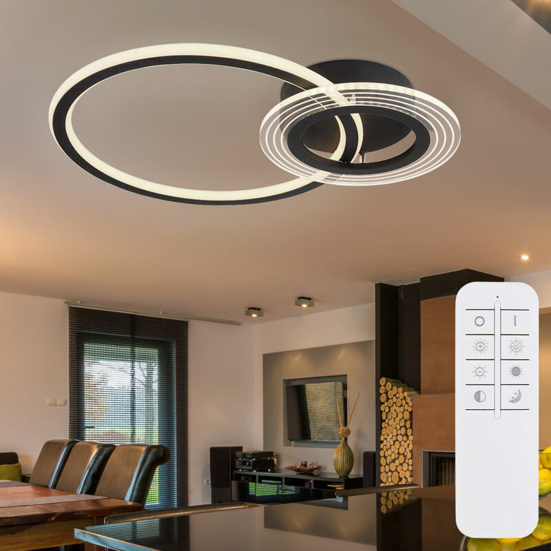 Image of Plafoniera led luce diurna lampada da soffitto lampada da soggiorno lampada di design lampada da sala da pranzo, metallo alluminio acrilico nero, 50W