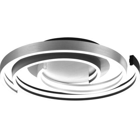 Plafoniera LED, metallo, alluminio spazzolato, D50 x H9 cm, Caya