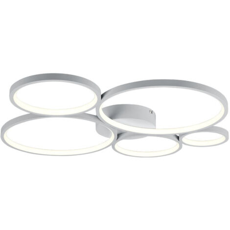 Plafoniera LED, metallo, bianco opaco, L59 cm, Rondo