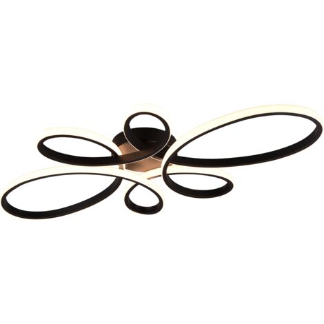 Plafoniera LED, metallo, nero opaco, 83x7,5x45,5 cm, Fly