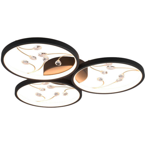Plafoniera LED, metallo, nero opaco, D62 cm, Groovy