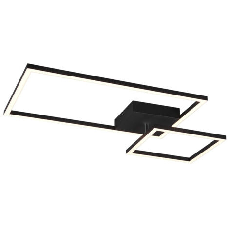 Plafoniera LED, metallo, nero opaco, L63 cm, Padella