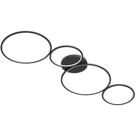 Plafoniera LED, metallo, nero opaco, L97 cm, Rondo