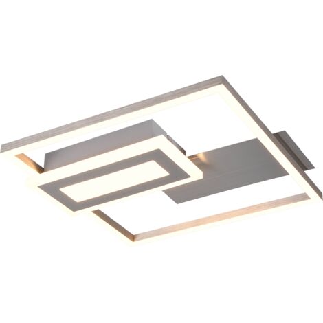 Plafoniera LED, metallo, nichel opaco, 33x4,5x30 cm, Spiro