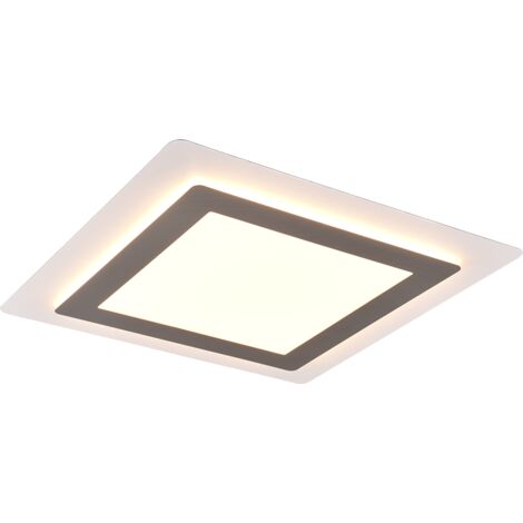 Plafoniera LED, metallo, nichel opaco, 45x4,2x45 cm, Morgan