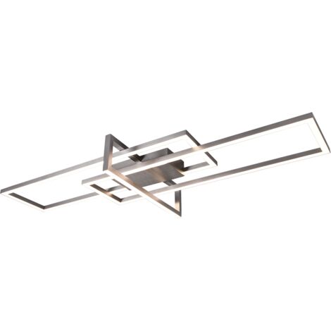 Plafoniera LED, metallo, nichel opaco, L100 cm, Salinas