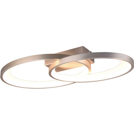 Plafoniera LED, metallo, nichel opaco, L57 cm, Malaga