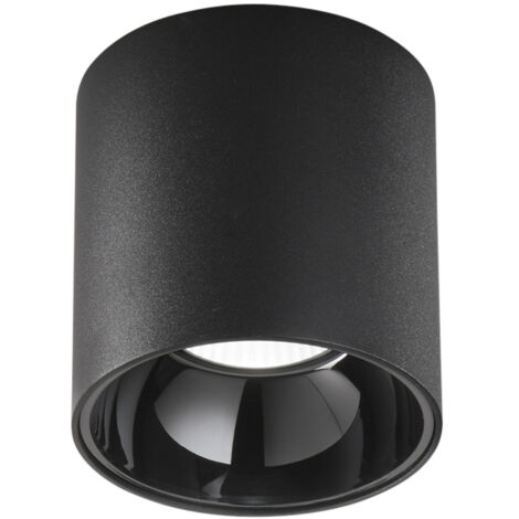 "Plafoniera LED MIG rotonda in alluminio nero con riflettore cromo 4000K"