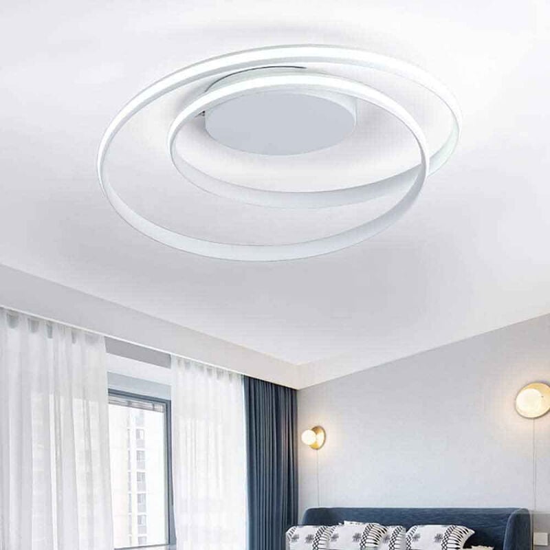 Image of Vetrineinrete - Plafoniera led moderna 32 watt lampada da soffitto design cerchio spirale lampadario bianco luce bianca fredda 6500k