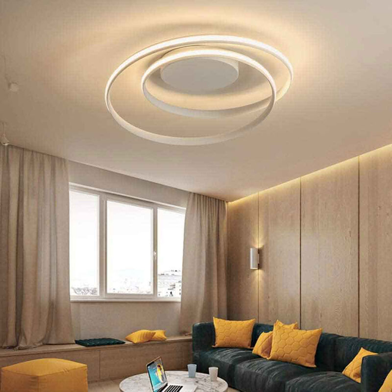 Image of Vetrineinrete - Plafoniera led moderna 32 watt lampada da soffitto design cerchio spirale lampadario bianco luce calda 3000k