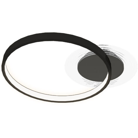 Plafoniera LED Moderna a 2 Anelli 50x40x 7,4 cm Potenza 30W in Alluminio e Acrilico Nero