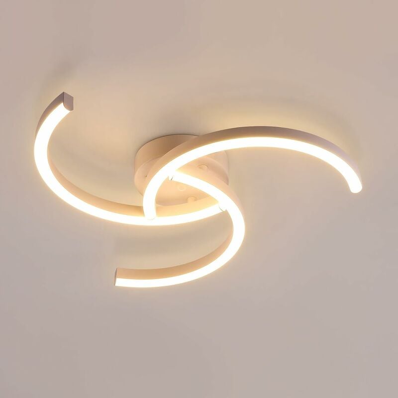 Image of Plafoniera led Moderna, Lampada da soffitto 24W 52cm, Design curvo bianco, Luce calda 3000K per Soggiorno, Camera da letto, Cucina, Corridoio e