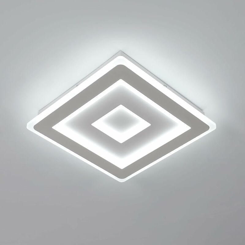Image of Goeco - Plafoniera led moderna quadrata, lampada da soffitto led 42W 4725LM 30cm, lampada da soffitto in acrilico bianca per interni per camera da