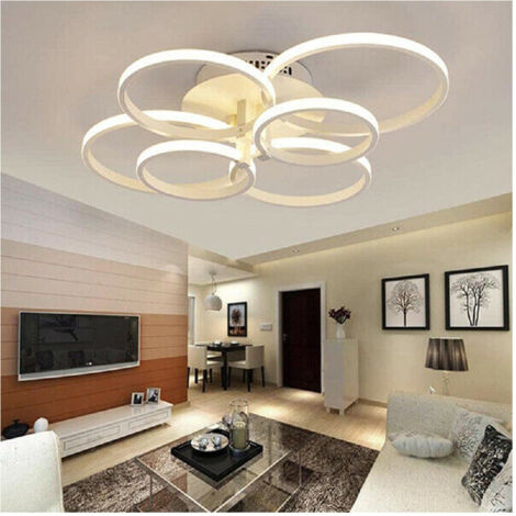 Plafoniera Led Moderno 6 Anelli Lampadario 51 W Luce Fredda Calda Naturale C08