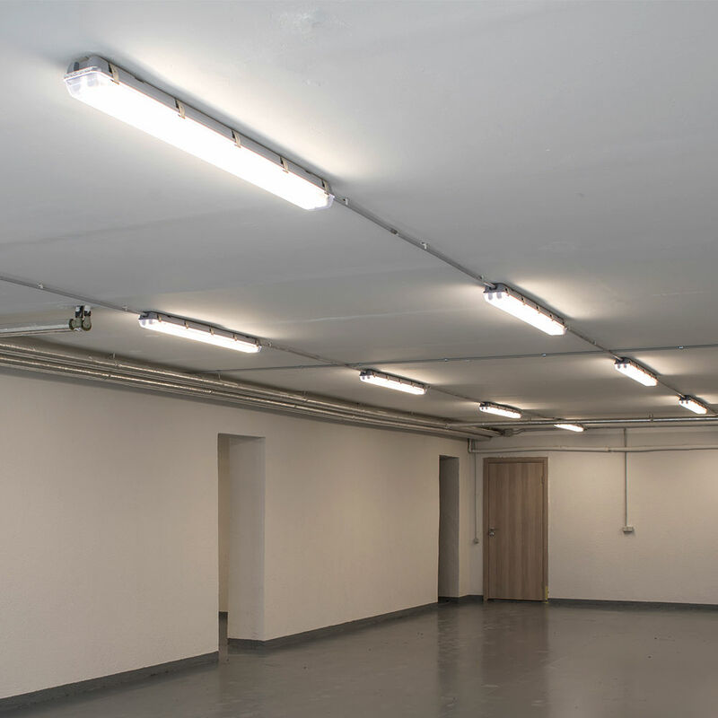 Image of Plafoniera LED per ambienti umidi Lampada per ambienti umidi Lampada LED per garage Tubo LED, collegamento in serie, protetto contro i getti d'acqua,