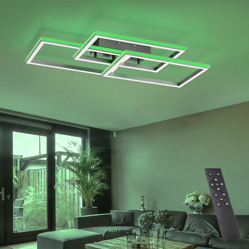 Image of Plafoniera LED plafoniera telecomando lampada da soffitto dimmerabile soggiorno, luce di posizione da incasso funzione memoria CCT, LED RGB 56W
