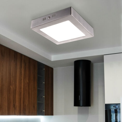 Plafoniera LED quadrata da ingresso, plafoniera soggiorno, vetro satinato, 6W 400lm bianco caldo, LxLxH 12x12x4 cm