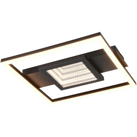 Plafoniera LED quadrata, metallo, nero, 35x35 cm, Wheeler