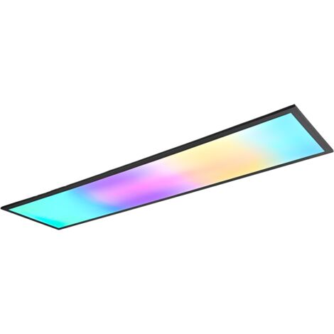 Plafoniera LED rettangolare 119,5cm 31W RGB nera telecomando
