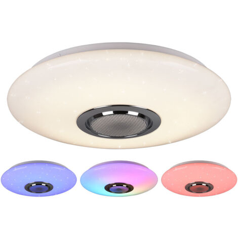 Plafoniera LED RGB con altoparlante bluetooth, bianco, D41 cm, Musica