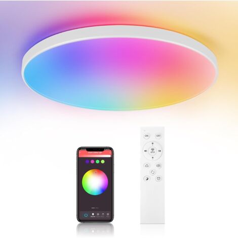 Plafoniera LED RGB dimmerabile da 24 W, plafoniera per bagno Bluetooth con telecomando, plafoniere intelligenti impermeabili IP44 per camera da letto e soggiorno