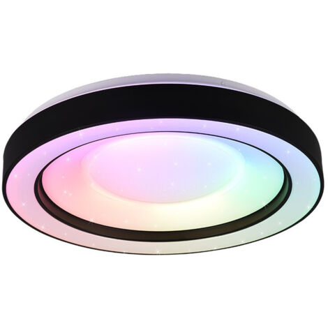 Plafoniera LED RGB, plastica, nero opaco, D49 cm, Arco