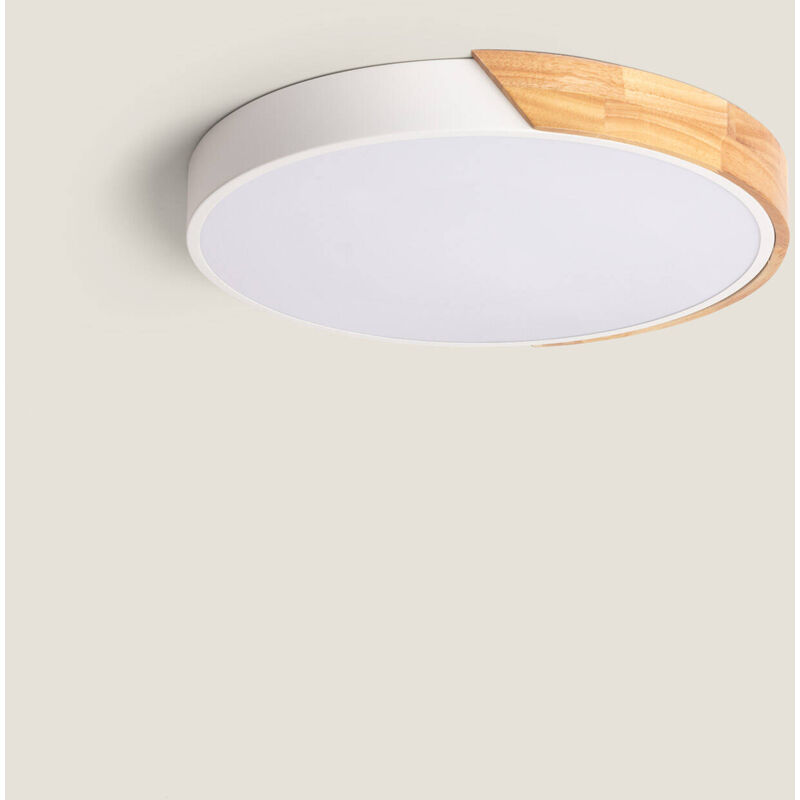 Ledkia - Plafoniera led 24W Circolare Legno cct Selezionabile Ø418 mm Semi-Dari Bianco