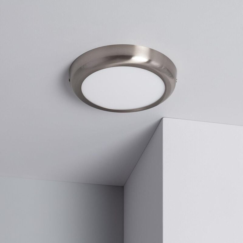 Image of Ledkia - Plafoniera led 18W Circolare Metallo Ø225 mm Design Argento Bianco Caldo 2800K - 3200K