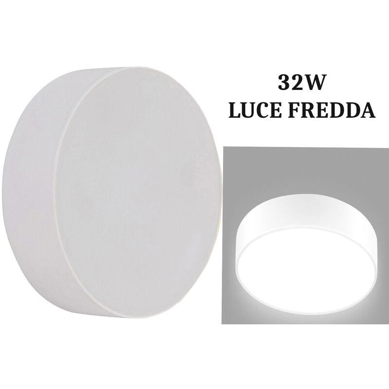 Image of Plafoniera led 32w tonda bianco design moderno pannello lampada da soffitto circolare a cerchio rotonda luce fredda naturale Bianco freddo