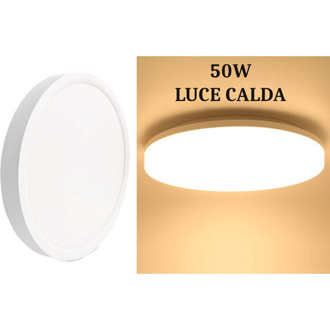 Plafoniera Led Soffitto 50W Luce Calda Lampada Rotonda Moderna Applique Bianco