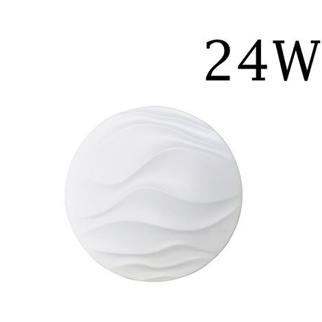 Plafoniera Led Soffitto Rotonda Bianca 24W Luce Fredda Moderno Onde ET-06043