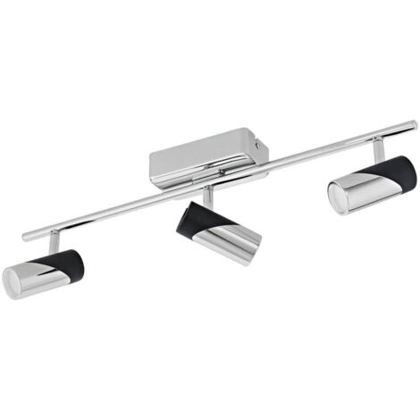 Plafoniera LED soggiorno plafoniera sala da pranzo lampada camera da letto faretto faretto, acciaio cromato alluminio nero, faretti a 3 luci mobili, 5W 1440Lm 3000K bianco caldo, L 57,5 cm