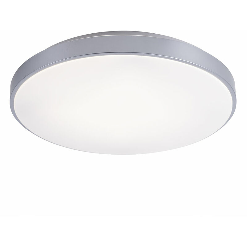 Image of Plafoniera LED telecomando soggiorno plafoniera luce diurna dimmerabile da soffitto, CCT, metallo argento, 24W 1800lm 2700-6500K, DxH 50,5x8 cm