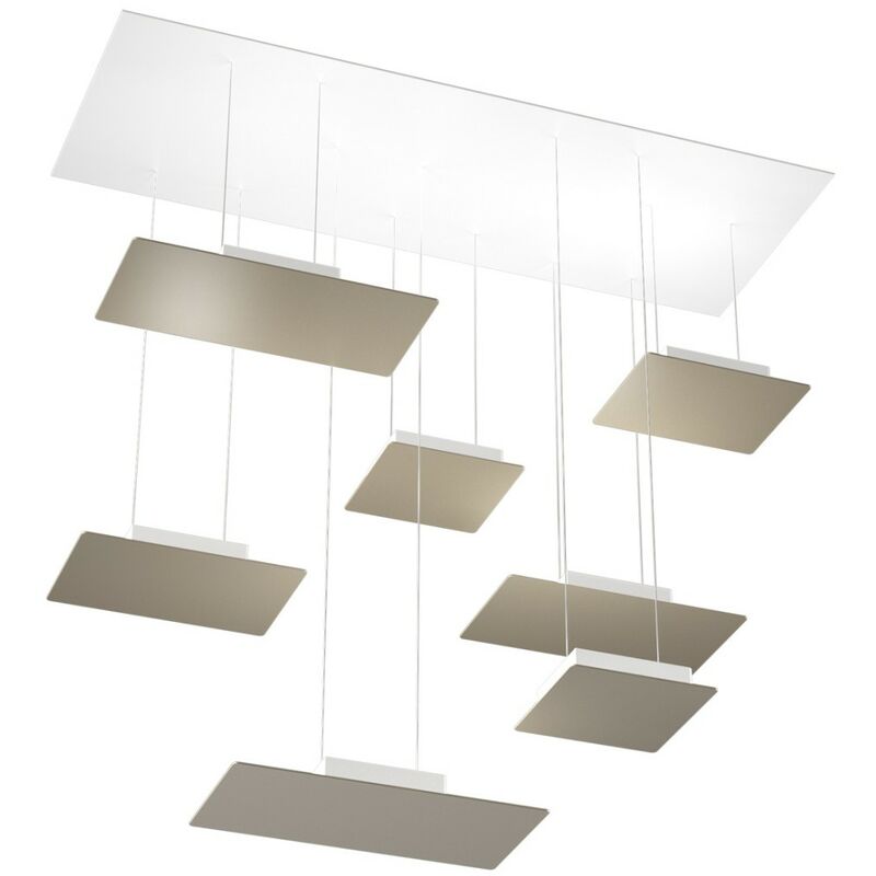 Image of Plafoniera led top light pixel 1168 s7 gx53 led lampada soffitto moderna, finitura metallo sabbia - Sabbia