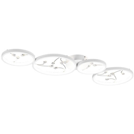 Plafoniera LED Trio Groovy bianca 4 luci 4000K 4800lm