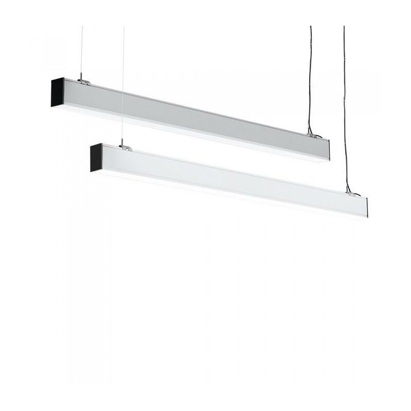 Image of LUCE LINEARE LED SAMSUNG CHIP - 40W SOSPENSIONE CORPO D ARGENTO 4000K - Luce NATURALE