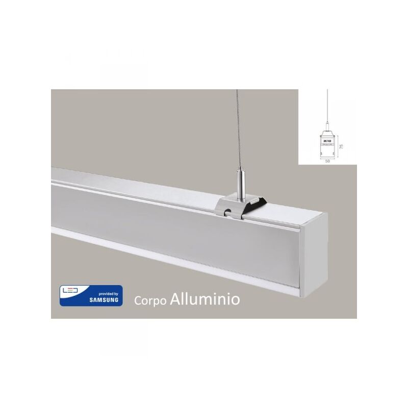 Lampada Led Lineare A Sospensione 40W UGR 19 Colore Silver Alluminio Neutro 4000K Dimmerabile 0-10V Allungabile Linkable Fino a 12 Metri SKU-21384