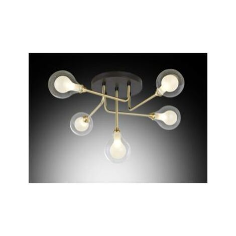 PLAFONIERA LEONOR 5 LUCI G9 D.58XH30CM NERA / ORO