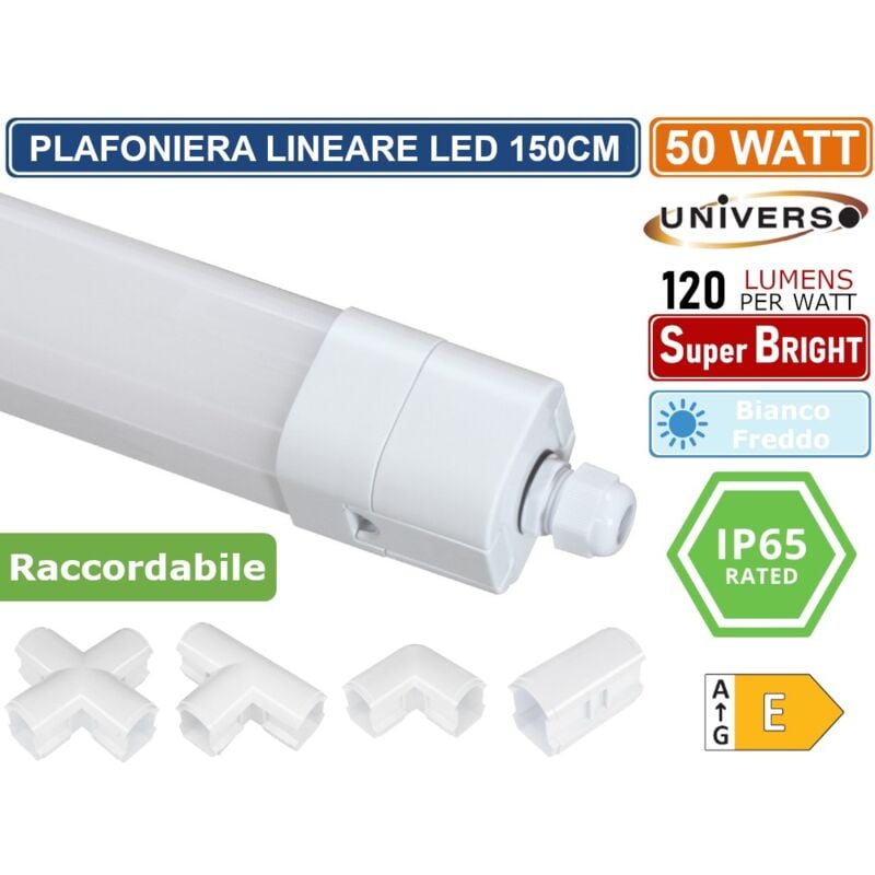 Plafoniera lineare 150CM 50W da esterno IP65
