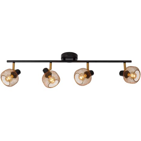 Plafoniera loft 4 faretti nero-oro 76cm Lucide Maren