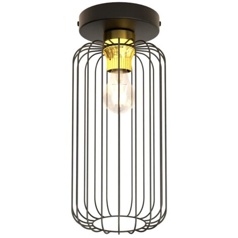 Plafoniera loft a gabbia nero oro BARN E27 15W Emibig