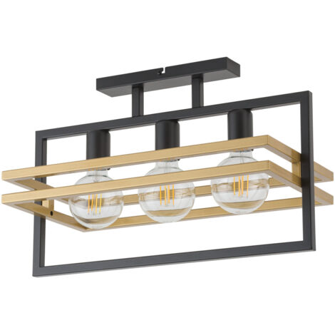 Plafoniera loft industriale 3 luci nero-oro Merci E27 Sigma