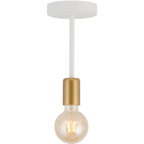 Plafoniera loft minimal bianco-oro Gino 1 luce E27 Sigma